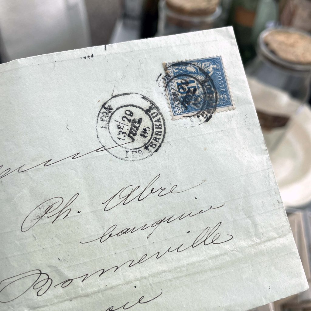Decorative 19th century French envelope with copperplate writing